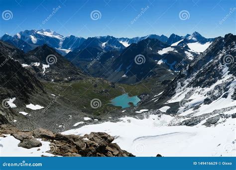 Picturesque View Of Blue Mountain Lake Altai Mountains Stock Image