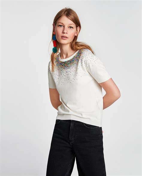 Zdjęcie 2 Sweter Wyszywany Cekinami Z Zara Women Shirt Top Trending