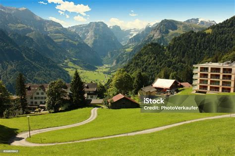 Braunwald Village With Tourist Apartments Switzerland Stock Photo