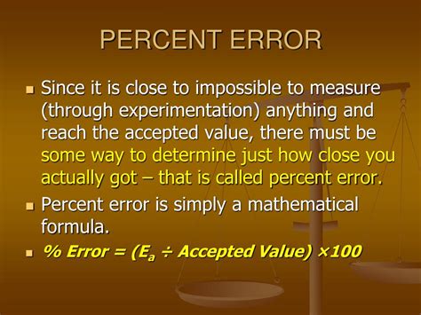 Percent error equation that makes calculating percent error to be amazingly easy is given above. PPT - Uncertainty In Measurement PowerPoint Presentation, free download - ID:5934130