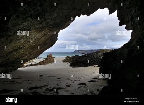 View Of Beach From Inside Rocky Cave Mouth Traigh Allt Chailgeag