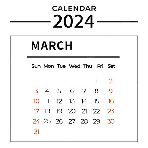 March 2024 Calendar Simple Black Two Thousand And Twenty Four March