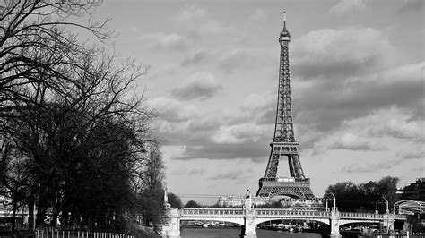 Black And White Of Bridge And Paris Eiffel Tower Hd Travel Wallpapers