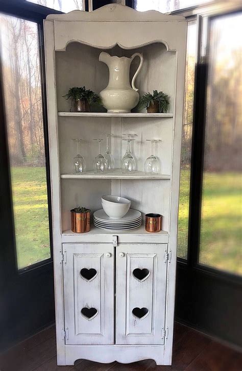 Spring is around the corner which means fresh air, nicer weather and lovely colorful flowers. Beautiful Vintage Corner Cabinet, White Rustic ,Vintage ...