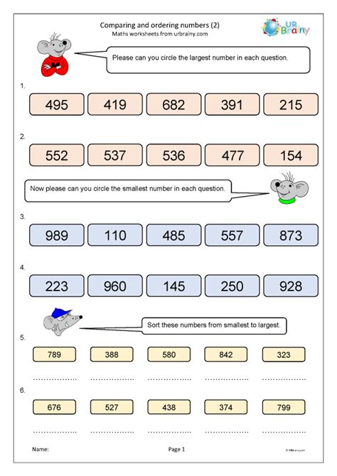 Comparing And Ordering Numbers Worksheets Grade 3