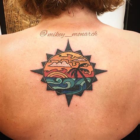 Fun With Color On This Ocean Sunset Tattoo Today Sunsettattoo