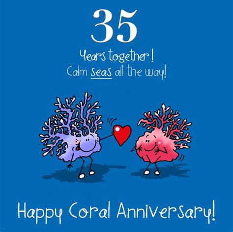 35th Wedding Anniversary Greetings Card Coral Anniversary From Ri