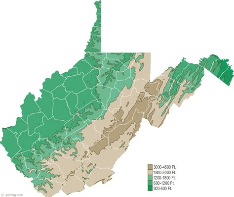 West Virginia Physical Map And West Virginia Topographic Map