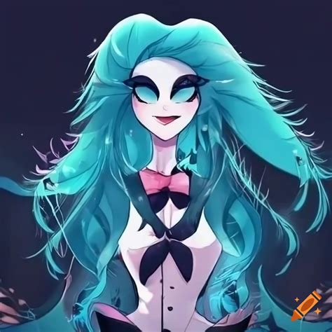 Hazbin Hotel Character With Blue Water Hair And Blue Eyes On Craiyon