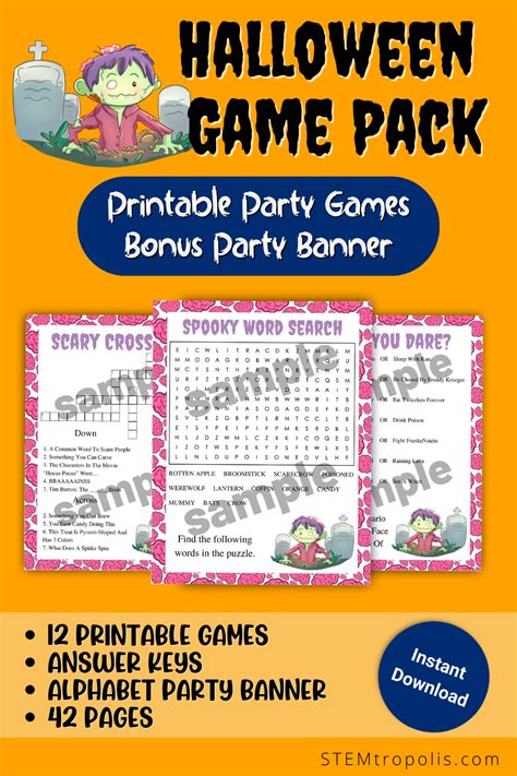Zombie Printable Halloween Games Party Games Alphabet Banner Have