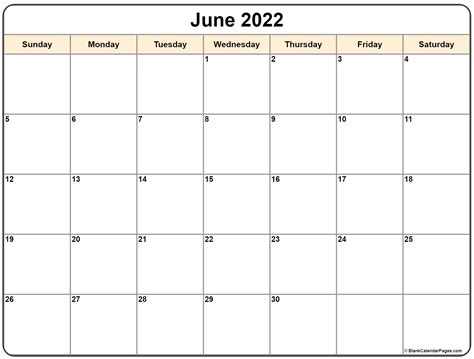 June 2022 Calendar Free Printable Calendar Templates June 2022 Uk