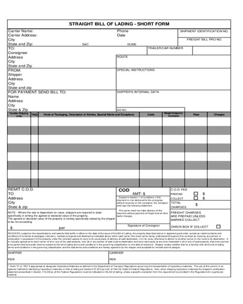 Printable Bill Of Lading Pdf Fill Online Printable Fillable Blank