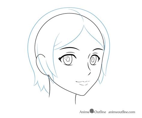 How To Draw An Anime Female Face 34 View Animeoutline Drawings