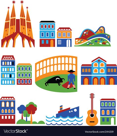 Spain Landmarks Royalty Free Vector Image Vectorstock