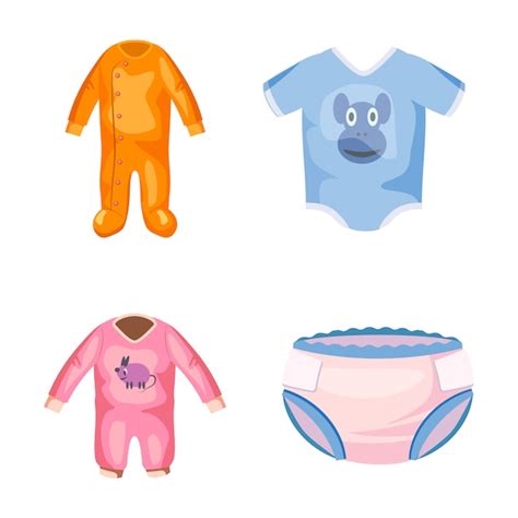 Conjunto De Elementos De Ropa De Bebé Conjunto De Dibujos Animados De Ropa De Bebé Vector Premium