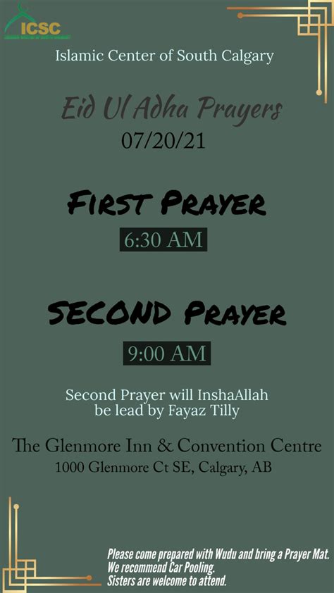 Eid Ul Adha 2021 Second Prayer Icsc Islamic Center Of South