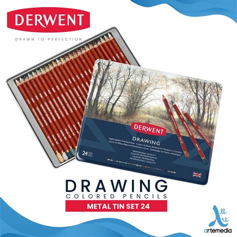 Jual Pensil Warna Derwent Drawing Pencil Color Metal Tin Set