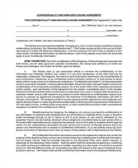 Simple Confidentiality Agreement Templates Pdf Doc