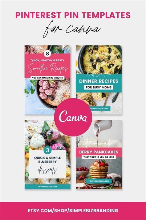 Stationery Paper Food Blogger Pins Editable Canva Templates