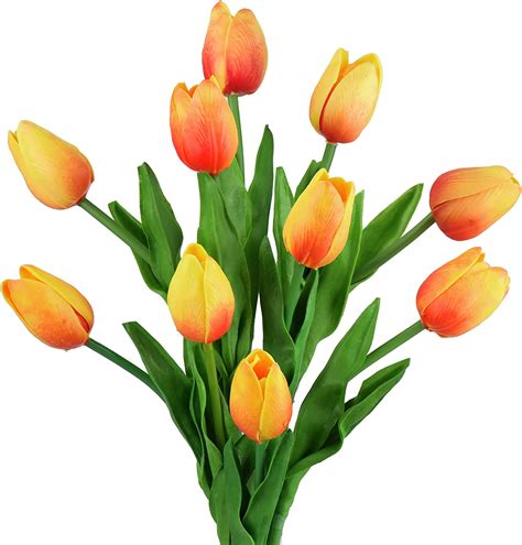 fiveseasonstuff 10 stems of real touch tulip artificial flowers bouquet perfect for wedding