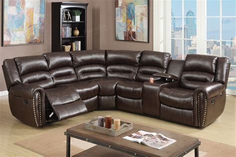 Sectional With 2 Recliners Brown Color F6744 Casye Furniture