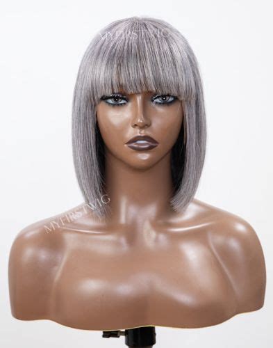 salt and pepper grey hair color lace front wig headband wig