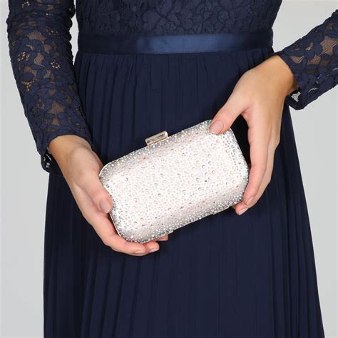 Perfect Bridal Sammy Taupe Crystal Studded Clutch Bag