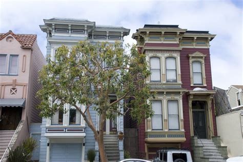 Typical Victorian Style San Francisco Houses California Editorial