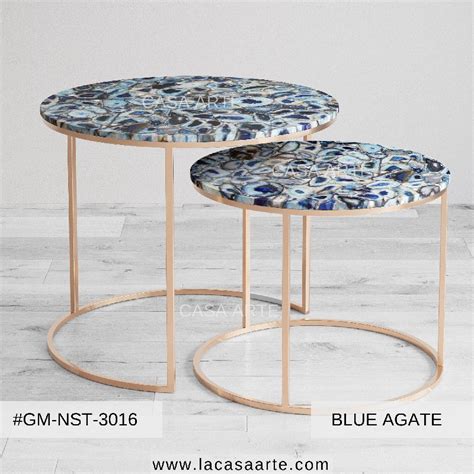 Blue Agate Nested Coffee Table Feature Attractive Deigns Complete