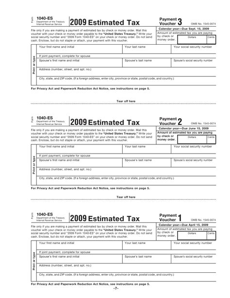 Blank Year Fillable Form 1040 Es Payment Voucher Printable Forms Free