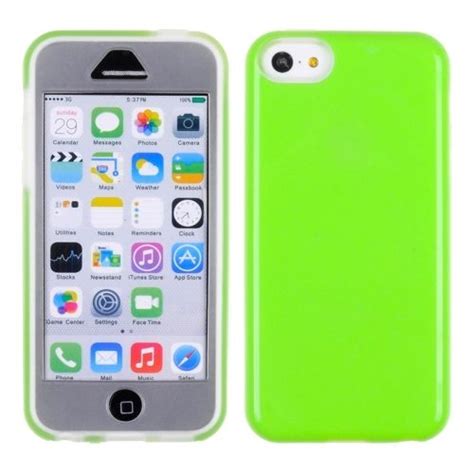Apple Iphone 5c Clear Tpu Skin With Leather Honey Lime Green