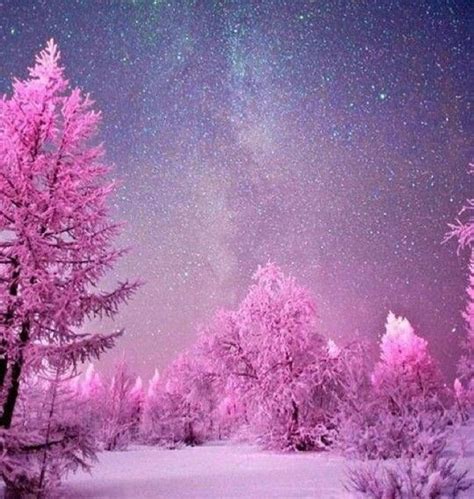 Pink Winter Wonderland Nature Photography Night Skies Nature