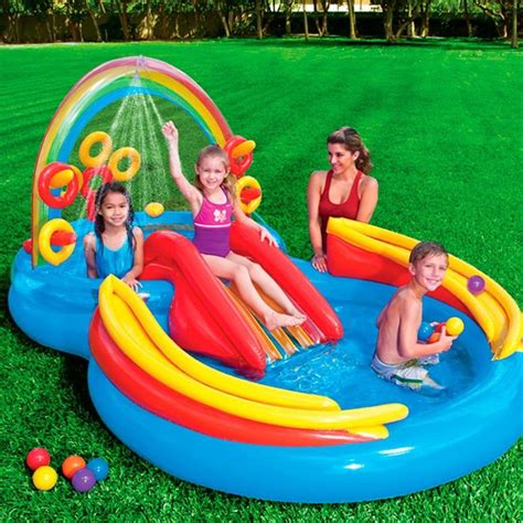 Win The Intex Rainbow Ring Inflatable Play Center Бассейн для детей Игрушки для бассейна