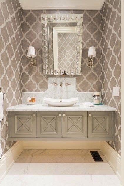 Starting with the custom vanity with a polished marble counter, with brass details. Houzz Flip: 102 Eye-Popping Powder Rooms | Powder room ...