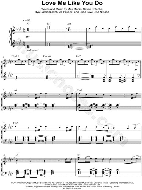 Ellie Goulding Love Me Like You Do Sheet Music Piano Solo In Ab