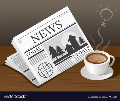 Coffee Cup Newspaper And Ideas Symbols Royalty Free Vector