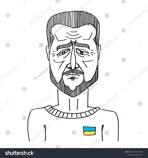 Volodymyr Zelensky Ukrainian President Ukraine Caricature Stock Vector