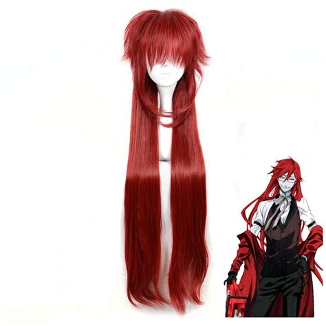 Anime Black Butler Grell Sutcliff Long Dark Red Cosplay Wigs Cosplay