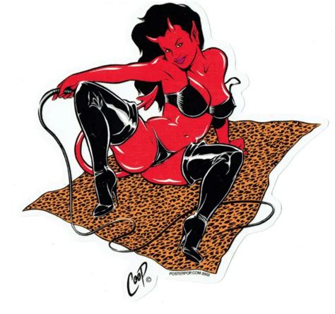 Coop Sticker Decal Pin Up Girl Devil Satan Kustom Kulture Hot Rod Hot Sex Picture