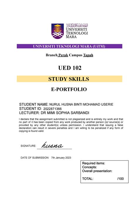 Example Of E Portfolio Ued102 Universiti Teknologi Mara Uitm Branch