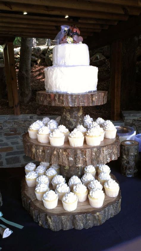 Rustic Wedding Cake And Cupcakes Rustic Wedding Ideas With Tree Stump