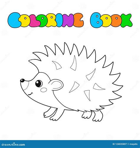 Vector Outline Of Cute Hedgehog Isolated On White Background Co Stock