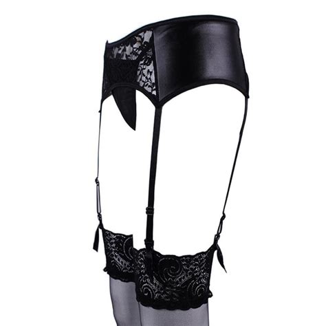 Plus Size Lace Top Thigh Highs Garter Belt Black Floral Suspender Belt