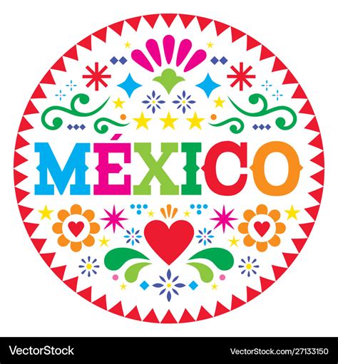Mexico Pattern Mexican Colorful Folk Art Vector Image