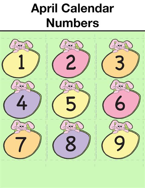 April Calendar Numbers Teachers Classroom Resources