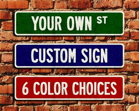 Custom Color Metal Street Sign Vintage Style With Weathered Etsy
