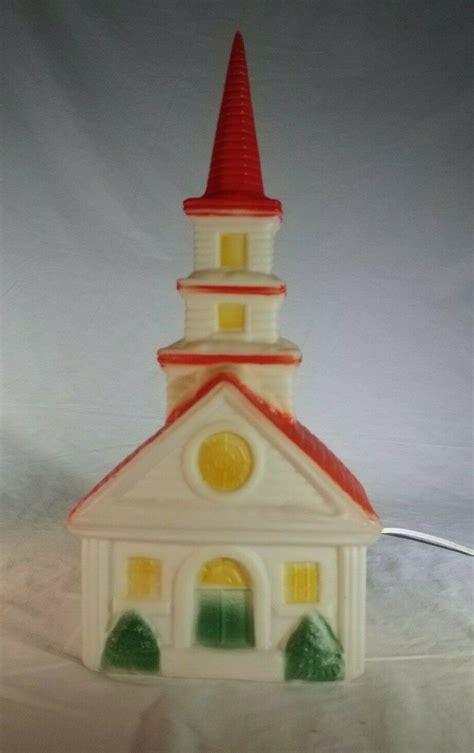 Rare Vintage Hard Plastic Blow Mold Church Cathedral Lighted 16