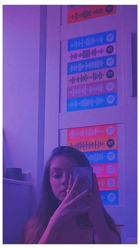Mirror Selfie Purple Led Lights Mirror Shot Aesthetic Girl
