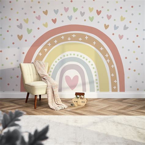 Over The Rainbow Mural In Rainbow Pastels I Love Wallpaper