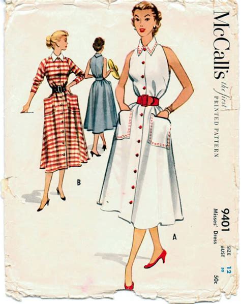 Mccalls 9401 Sewing Pattern Vintage 1950s Womens One Piece Summer